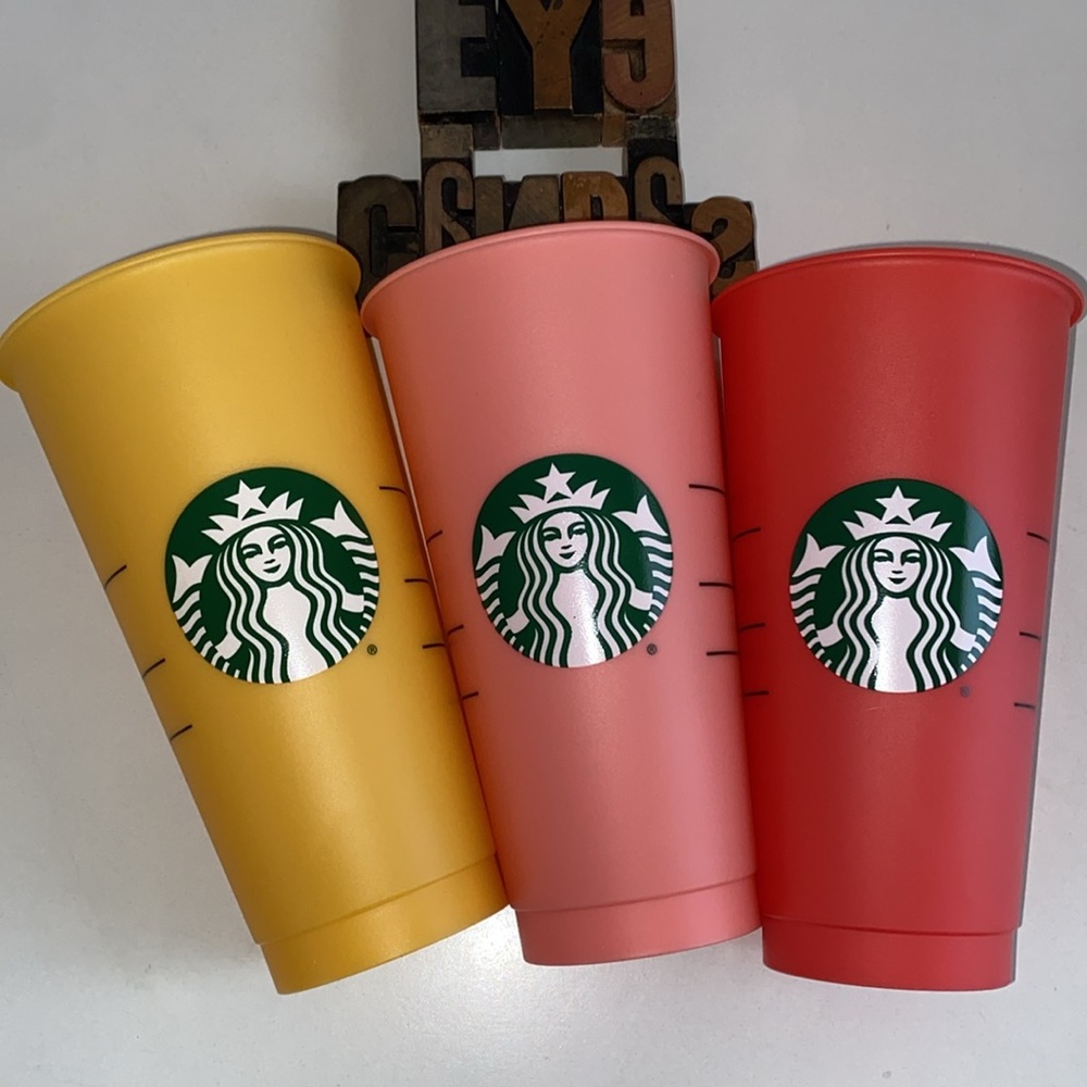 🆕☕️🧜‍♀️3 - STARBUCKS 24 oz. Pastel Disposable Cups